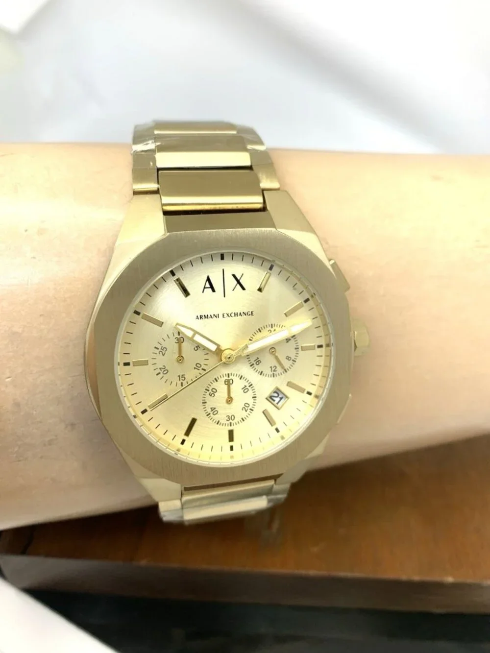 Armani Exchange Men's Watch AX4192 Quartz Chronograph Gold Dial Stainless Steel